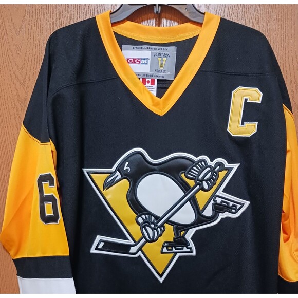 Mario Lemieux (CCM)-(Penguins)-(Yellow)-(Jersey)-(New Cond.)-(Size:XL)-$110.00 - Picture 3 of 12